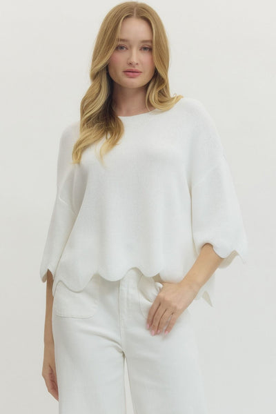 Solid Knit 3/4 Dolman Sleeve Top