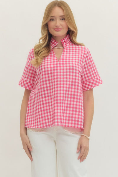 Gingham Short Sleeve Top