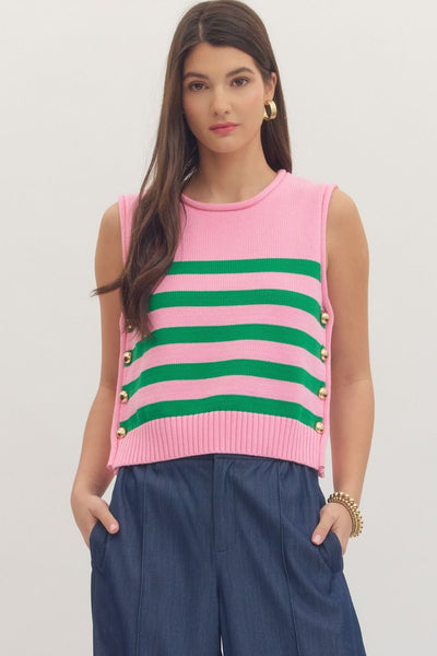 Striped Sleeveless Knit Top
