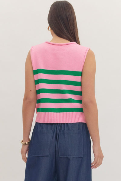Striped Sleeveless Knit Top