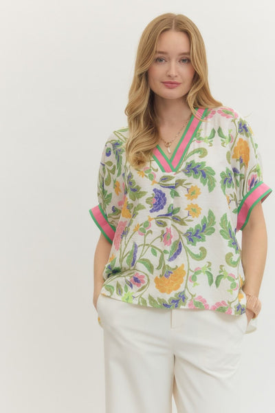 Floral Print Short Sleeve Top