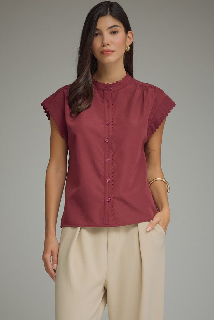 Solid Cap Sleeve Top