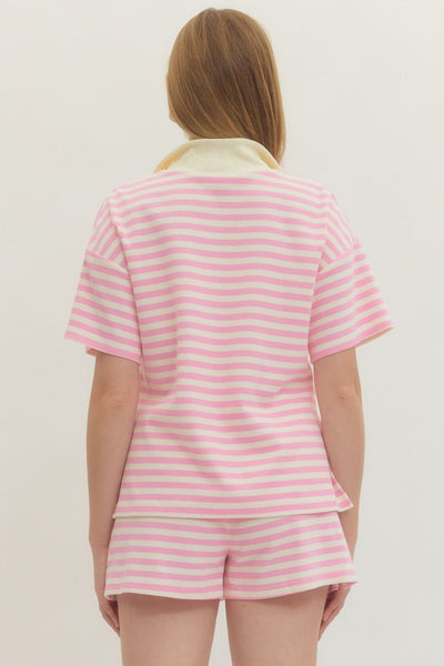 Stripe Short Sleeve Top & Shorts Set