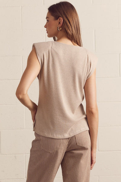 Sleeveless Padded Shoulder Knit Top