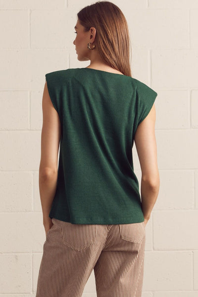 Sleeveless Padded Shoulder Knit Top