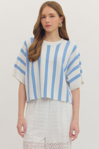 Striped Dolman Short Sleeve Top