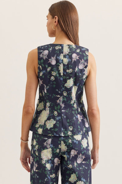 Floral Round Neck Sleeveless Top