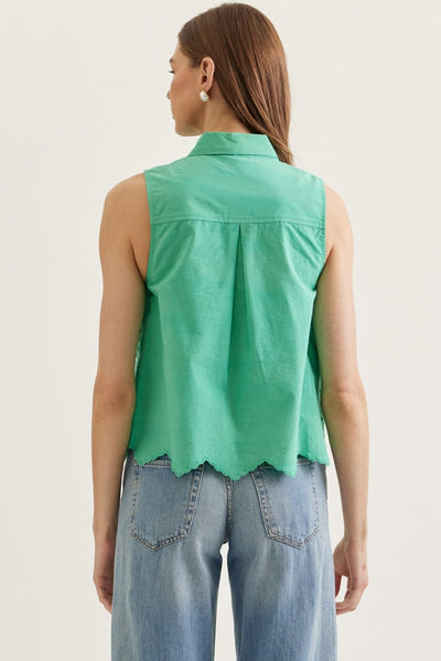 Sleeveless Eyelet Embroidered Top