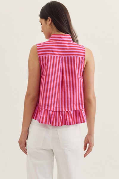 Striped Sleeveless Peplum Top