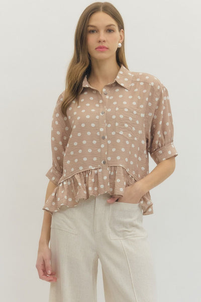 Polka Dot Short Sleeve Top