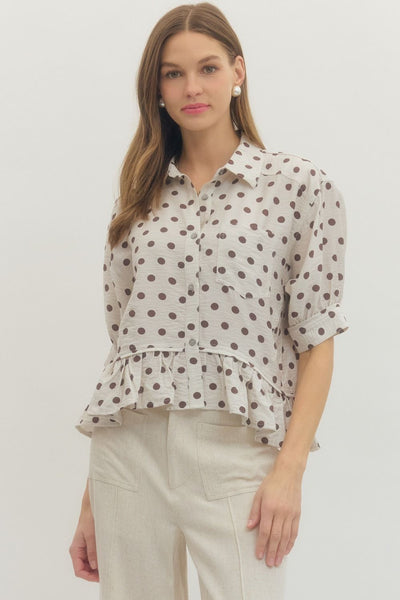 Polka Dot Short Sleeve Top