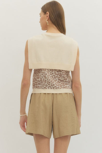Leopard Knit Sleeveless Top