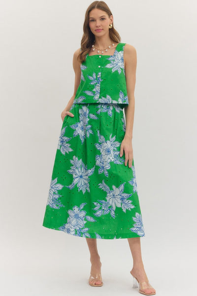 Botanical Sleeveless Top & Skirt Set