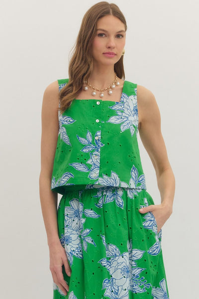 Botanical Sleeveless Top & Skirt Set