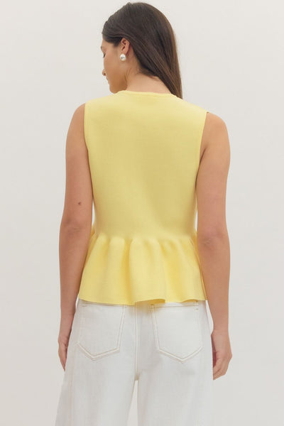 Solid Sleeveless V-Neck Peplum Top