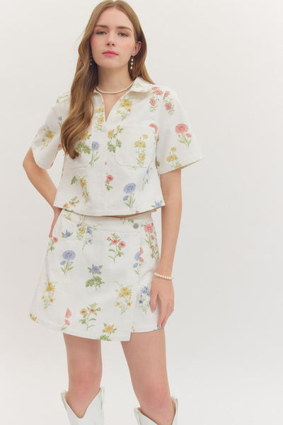 Botanical Print Crop Top & Skort Set