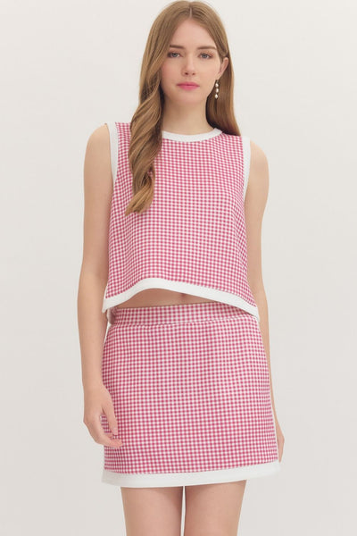 Gingham Sleeveless Top & Mini Skirt Set