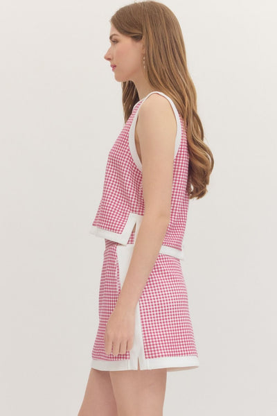 Gingham Sleeveless Top & Mini Skirt Set