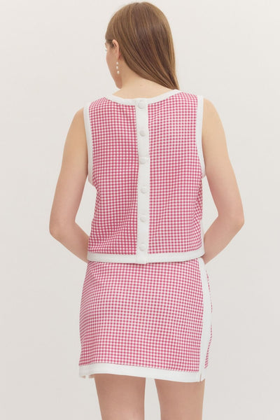 Gingham Sleeveless Top & Mini Skirt Set
