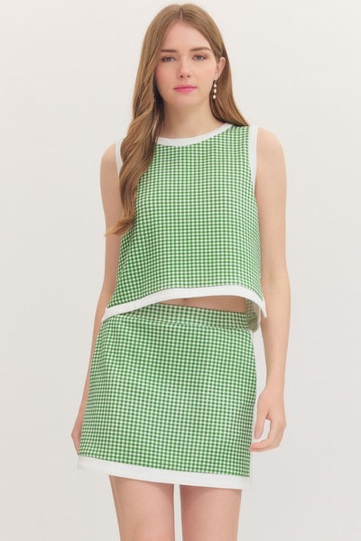 Gingham Sleeveless Top & Mini Skirt Set