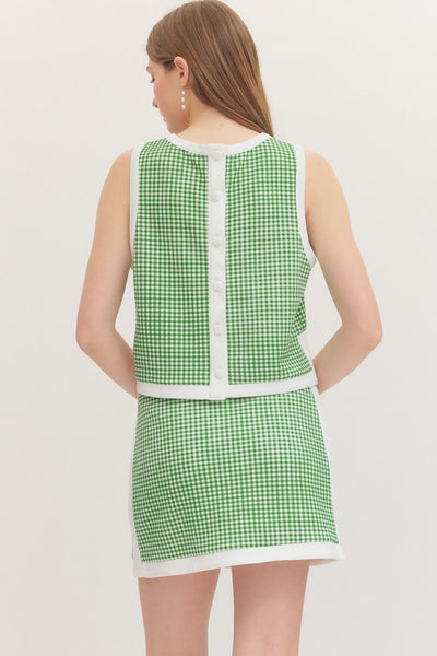 Gingham Sleeveless Top & Mini Skirt Set