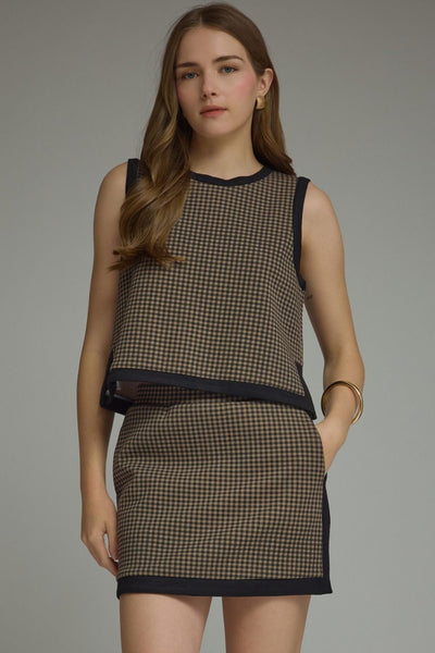 Gingham Sleeveless Top & Mini Skirt Set