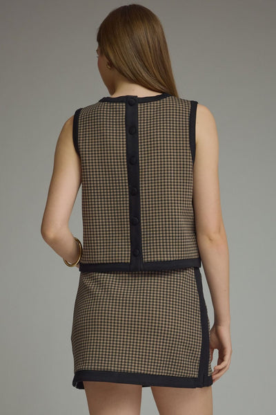 Gingham Sleeveless Top & Mini Skirt Set