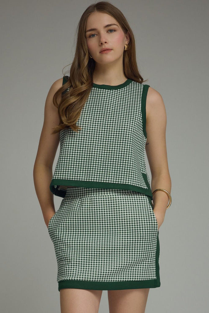 Gingham Sleeveless Top & Mini Skirt Set