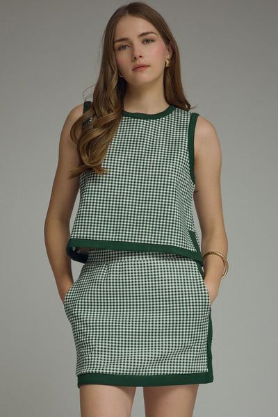 Gingham Sleeveless Top & Mini Skirt Set