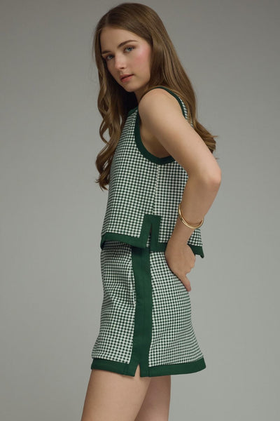 Gingham Sleeveless Top & Mini Skirt Set