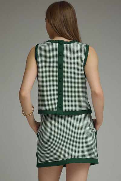 Gingham Sleeveless Top & Mini Skirt Set