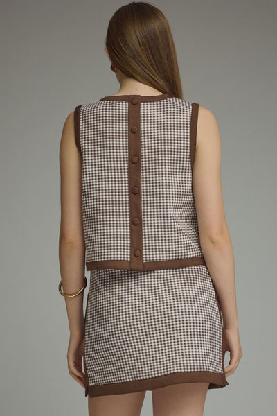 Gingham Sleeveless Top & Mini Skirt Set
