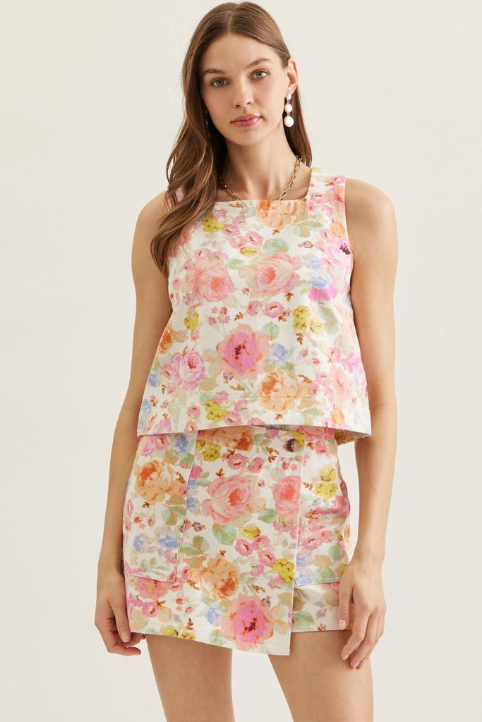Floral Print Sleeveless Top