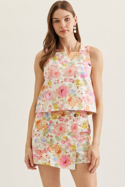 Floral Print Sleeveless Top