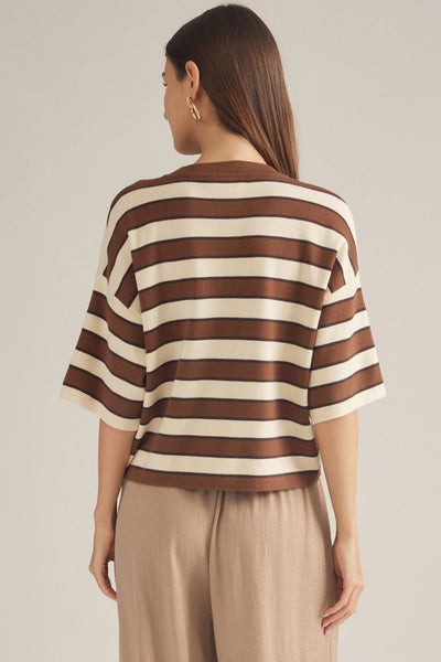 Stripe Short Sleeve Knit Top