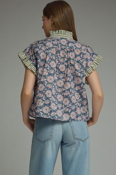 Floral Print Cap Sleeve Top
