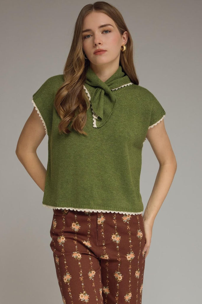 Solid Cap Sleeve Knit Top