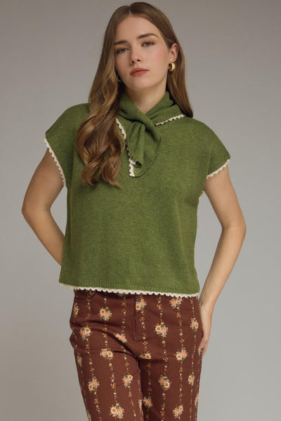 Solid Cap Sleeve Knit Top