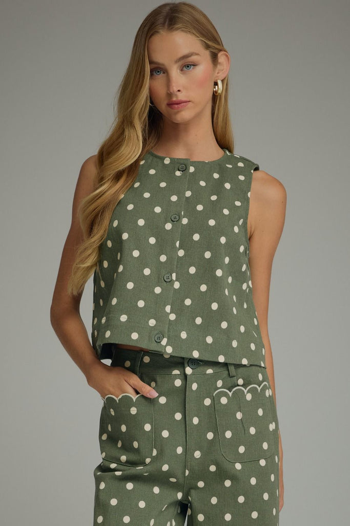 Polka Dot Sleeveless Top