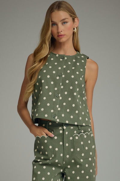 Polka Dot Sleeveless Top