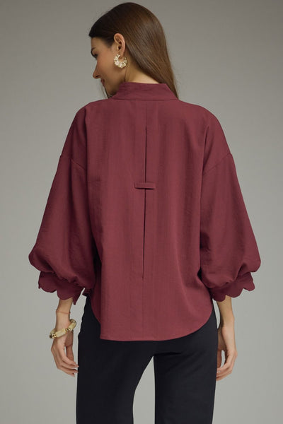 Solid Long Puff Sleeve Top