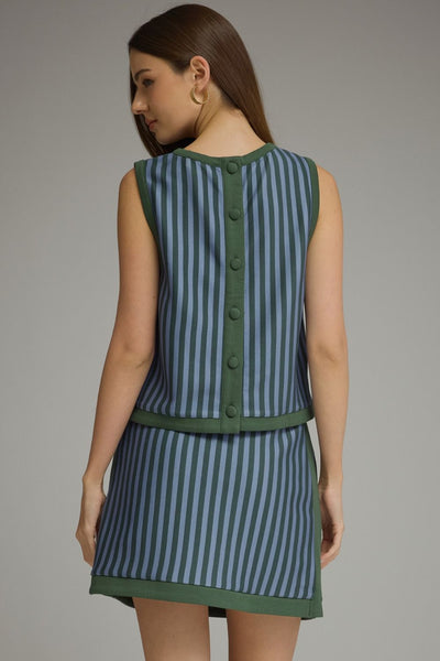 Stripe Sleeveless Top & Mini Skirt Set