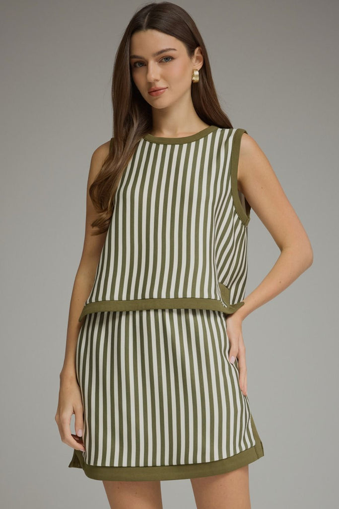 Stripe Sleeveless Top & Mini Skirt Set