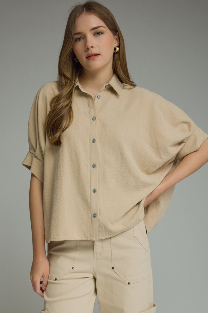 Solid Short Dolman Sleeve Top