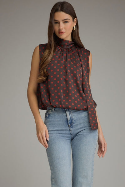 Sleeveless Polka Dot Bubble Hem Top