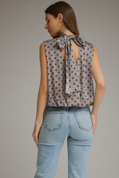 Sleeveless Polka Dot Bubble Hem Top