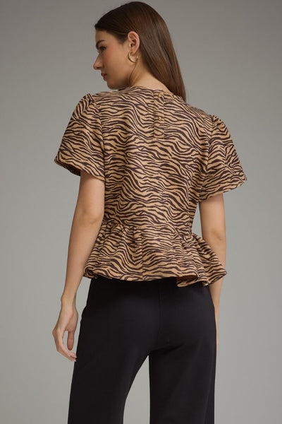Animal Print Short Sleeve Top