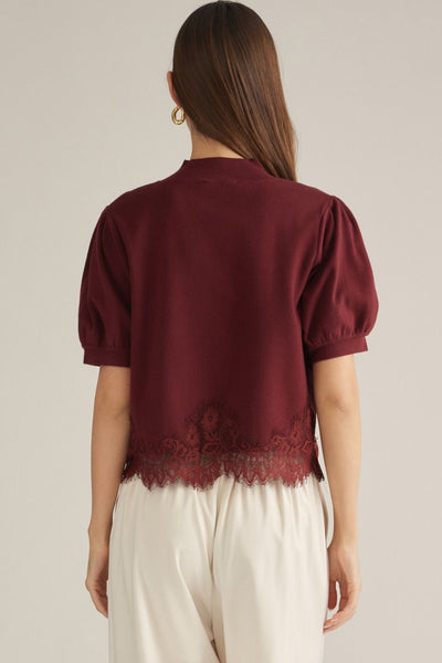 Solid Short Puff Sleeve Sweater Top