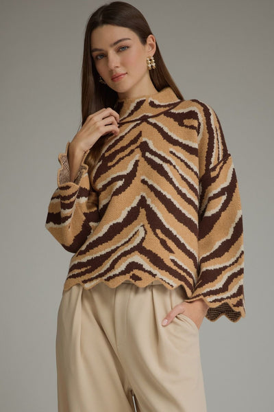 Animal Print Long Sleeve Knit Top
