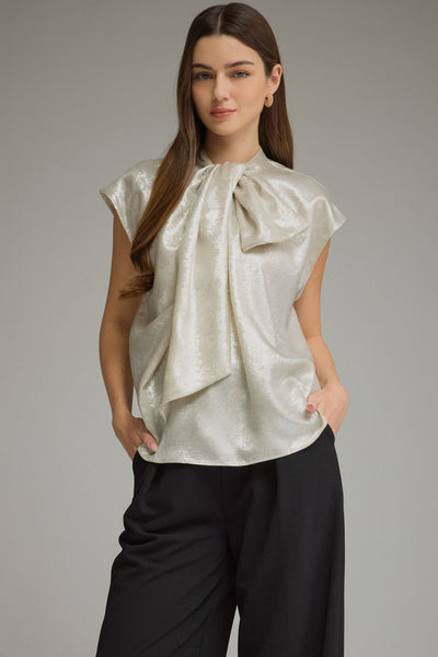 Solid Cap Sleeve High Neckline Top